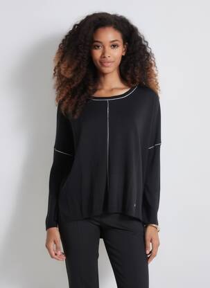 Pull coupe cintrée manches longues noir VOODOO femme