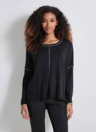 Pull coupe cintrée manches longues noir VOODOO femme