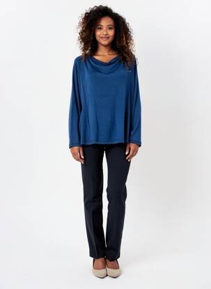 Top tissage jersey manches longues bleu QUATTRO femme