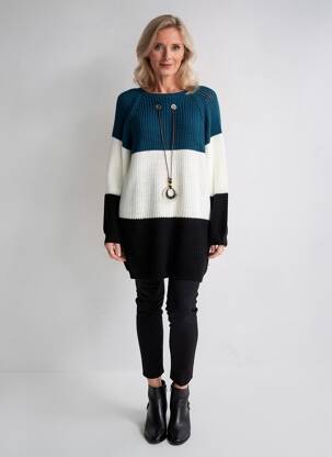 Pull tunique stretch manches longues vert QUATTRO femme