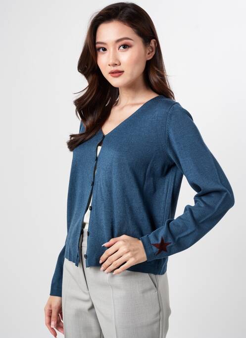 Gilet manches longues fermeture boutonnée sur le devant bleu VOODOO femme