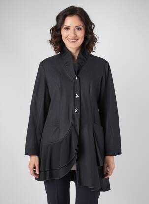Manteau long coupe cintrée sans capuche noir LES HABITS DE DALIE femme