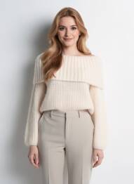 Pull coupe cintrée manches longues beige QUATTRO femme
