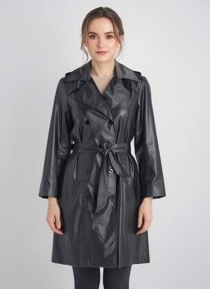 Imperméable manches longues sans capuche noir JUMFIL femme
