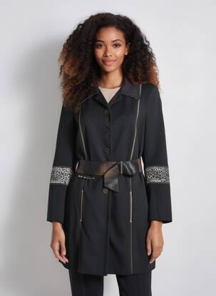 Manteau long coupe cintrée sans capuche noir JUMFIL femme