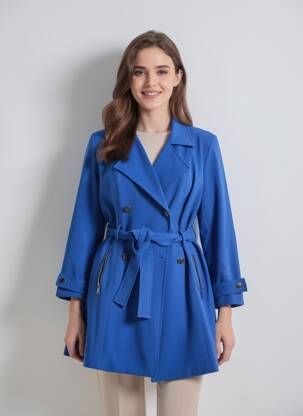 Manteau long coupe cintrée sans capuche bleu JUMFIL femme