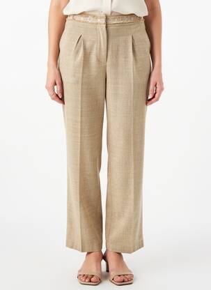 Pantalon droit taille élastique taille normale beige JUMFIL femme
