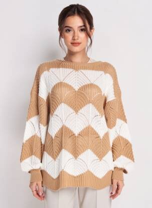 Pull col bateau manches longues marron QUATTRO femme