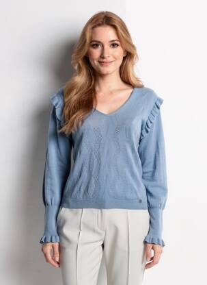 Pull stretch manches longues bleu VOODOO femme