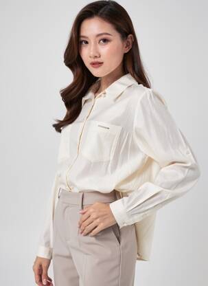 Chemisier coupe cintrée manches longues beige VOODOO femme