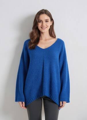 Pull stretch manches 3/4 bleu COULEURS DU TEMPS femme