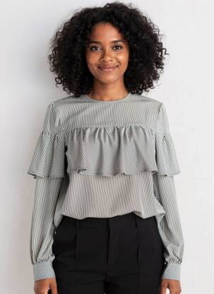Blouse col rond manches longues noir VOODOO femme