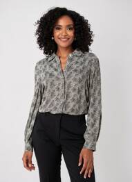 Chemisier tissage crêpe manches longues beige VOODOO femme