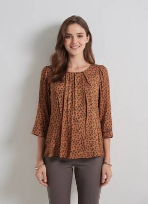 Blouse tissage popeline manches 3/4 orange VOODOO femme