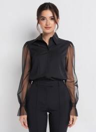 Chemisier coupe cintrée manches longues noir VOODOO femme