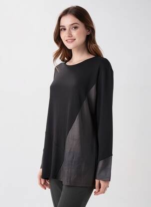 Pull coupe cintrée manches longues noir QUATTRO femme