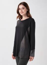Pull coupe cintrée manches longues noir QUATTRO femme