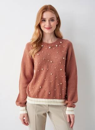 Pull stretch manches longues marron VOODOO femme