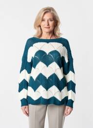 Pull col bateau manches longues bleu QUATTRO femme