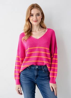 Pull stretch manches longues rose QUATTRO femme