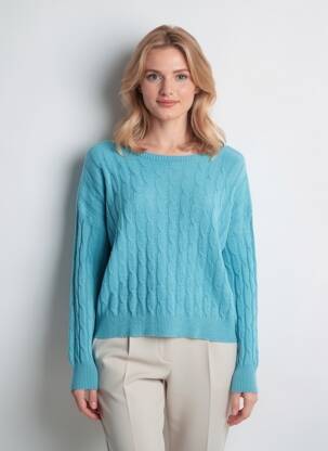 Pull col bateau manches longues bleu QUATTRO femme