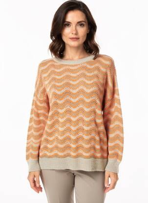 Pull stretch manches longues orange QUATTRO femme