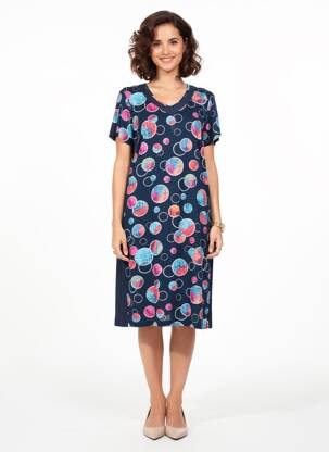 Robe mi-longue manches courtes manches courtes bleu GUY DUBOUIS femme