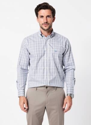 Chemise manches longues poches bleu JEZEQUEL homme