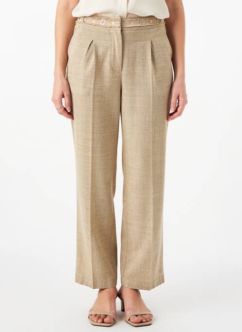 Pantalon droit taille élastique taille normale beige JUMFIL femme