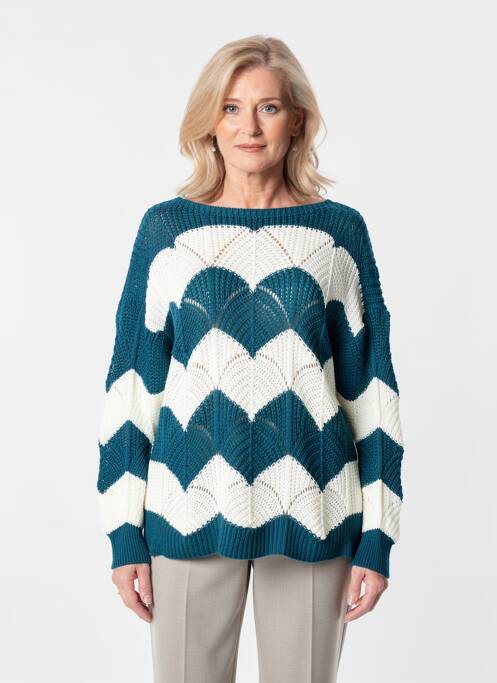 Pull col bateau manches longues bleu QUATTRO femme