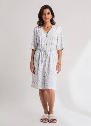 Chemise de nuit col v blanc MASSANA femme