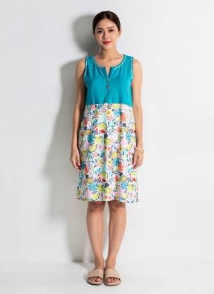 Chemise de nuit imprimé fantaisie bleu MASSANA femme