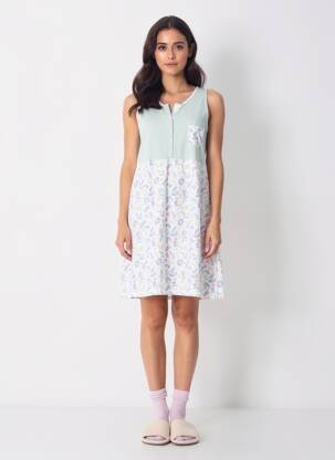 Chemise de nuit imprimé fantaisie blanc MASSANA femme