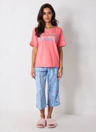 Pyjama manches courtes orange MASSANA femme
