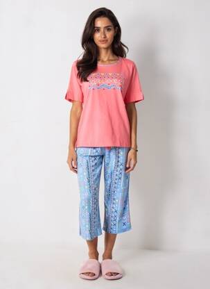 Pyjama manches courtes orange MASSANA femme