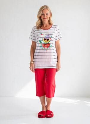 Pyjama manches courtes rouge MASSANA femme