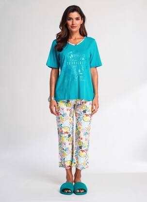 Pyjama manches courtes bleu MASSANA femme