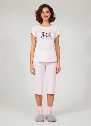 Pyjama manches courtes rose MASSANA femme