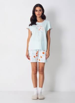 Pyjashort imprimé fantaisie bleu MASSANA femme