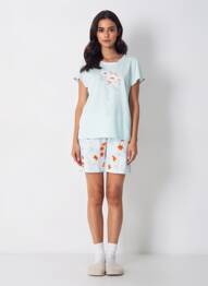 Pyjashort col rond bleu MASSANA femme
