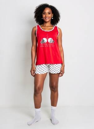 Pyjashort col rond rouge MASSANA femme