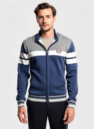 Gilet manches longues col v bleu DELAHAYE homme