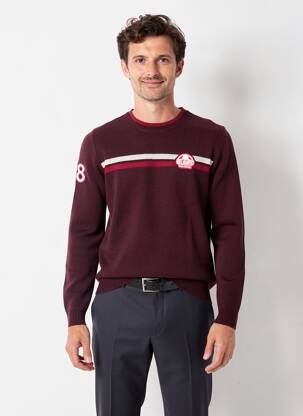 Pull tissage chiné manches longues rouge DELAHAYE homme