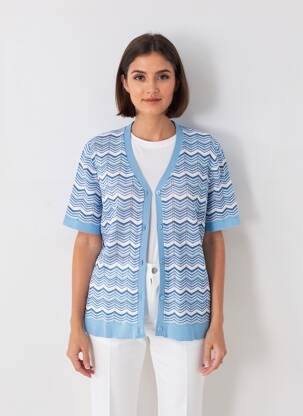 Gilet manches courtes fermeture boutonnée sur le devant bleu THEL ELEGANCE femme