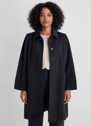 Manteau long coupe droite sans capuche noir JEAN DELFIN femme