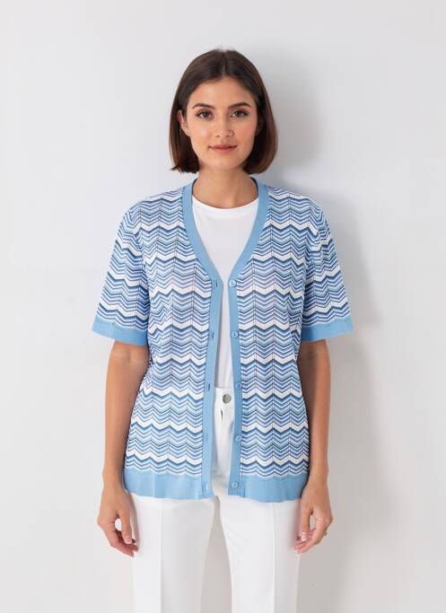 Gilet manches courtes fermeture boutonnée sur le devant bleu THEL ELEGANCE femme