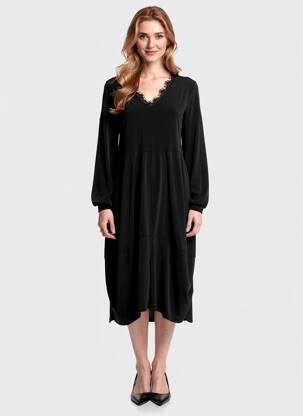 Robe mi-longue manches longues manches longues noir ALAIN MURATI femme