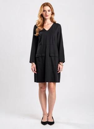Robe courte fermeture zippée au dos manches longues noir ORTO BOTANICO femme