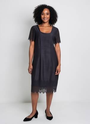 Robe mi-longue manches courtes manches courtes noir JUMFIL femme