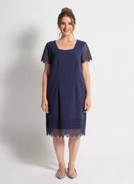 Robe mi-longue fermeture zippée au dos manches courtes bleu clair JUMFIL femme